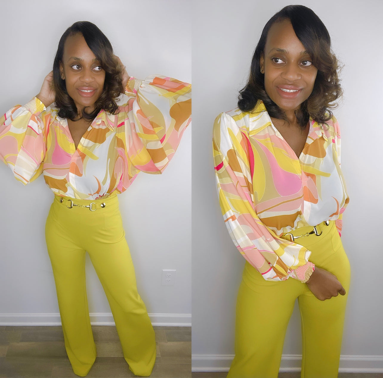 Yellow & White Flare Top
